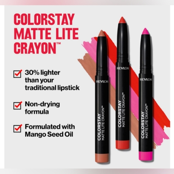 REVLON ColorStay Matte Lite Crayon Lipstick in Air Kiss - Picture 4 of 11